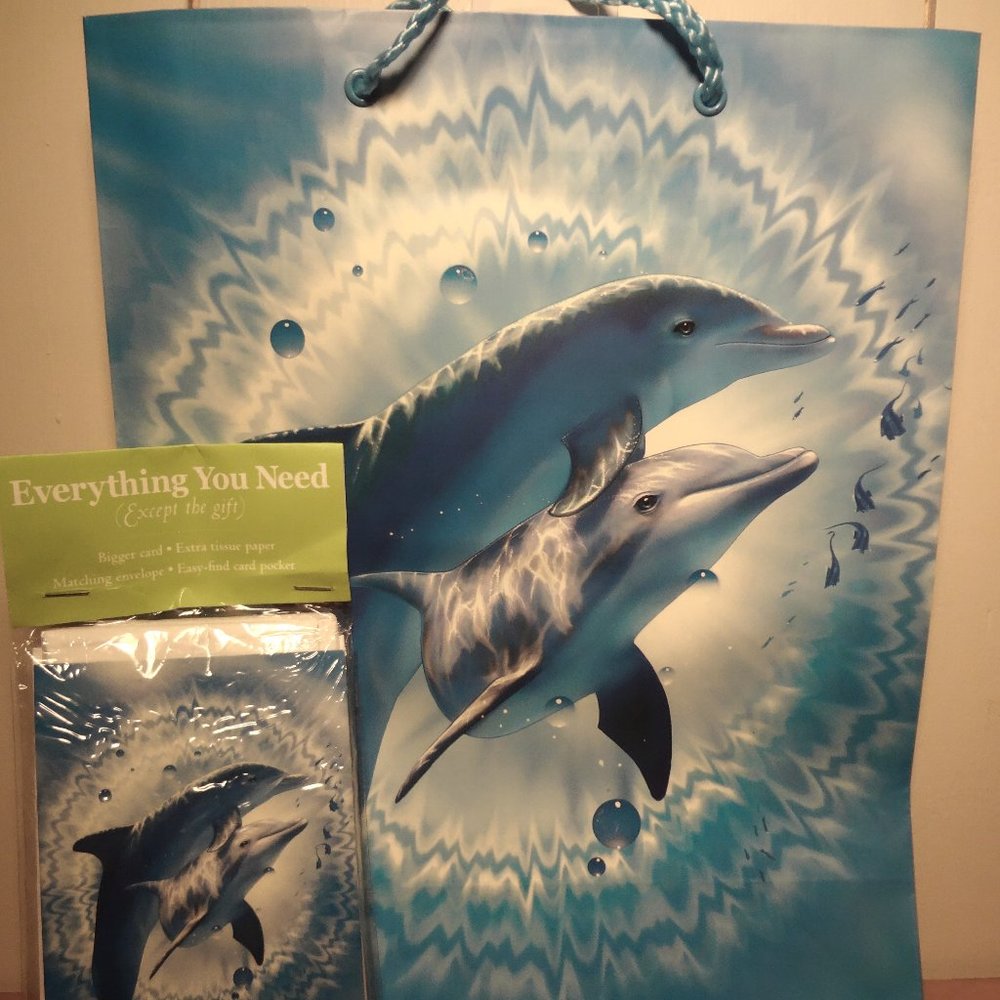 💥Dolphin Pair Gift Bag with Card and Tissue Paper